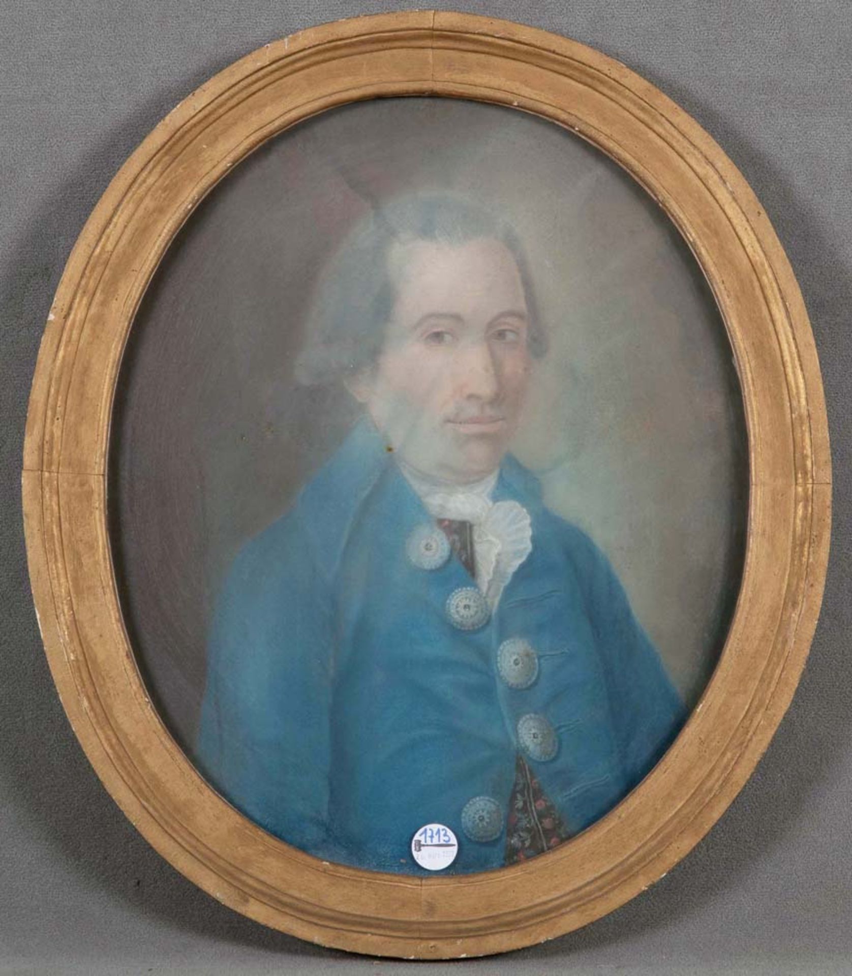 Maler des 18. Jhs. Herrenporträt. Pastell, hi./Gl./gerahmt, 55,5 x 46 cm.