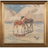 Maler des 20. Jhs. Zwei Pferde am Strand. ÖL/Lw./gerahmt, re./u./monogr. KK., dat. 1941, H=52, B=