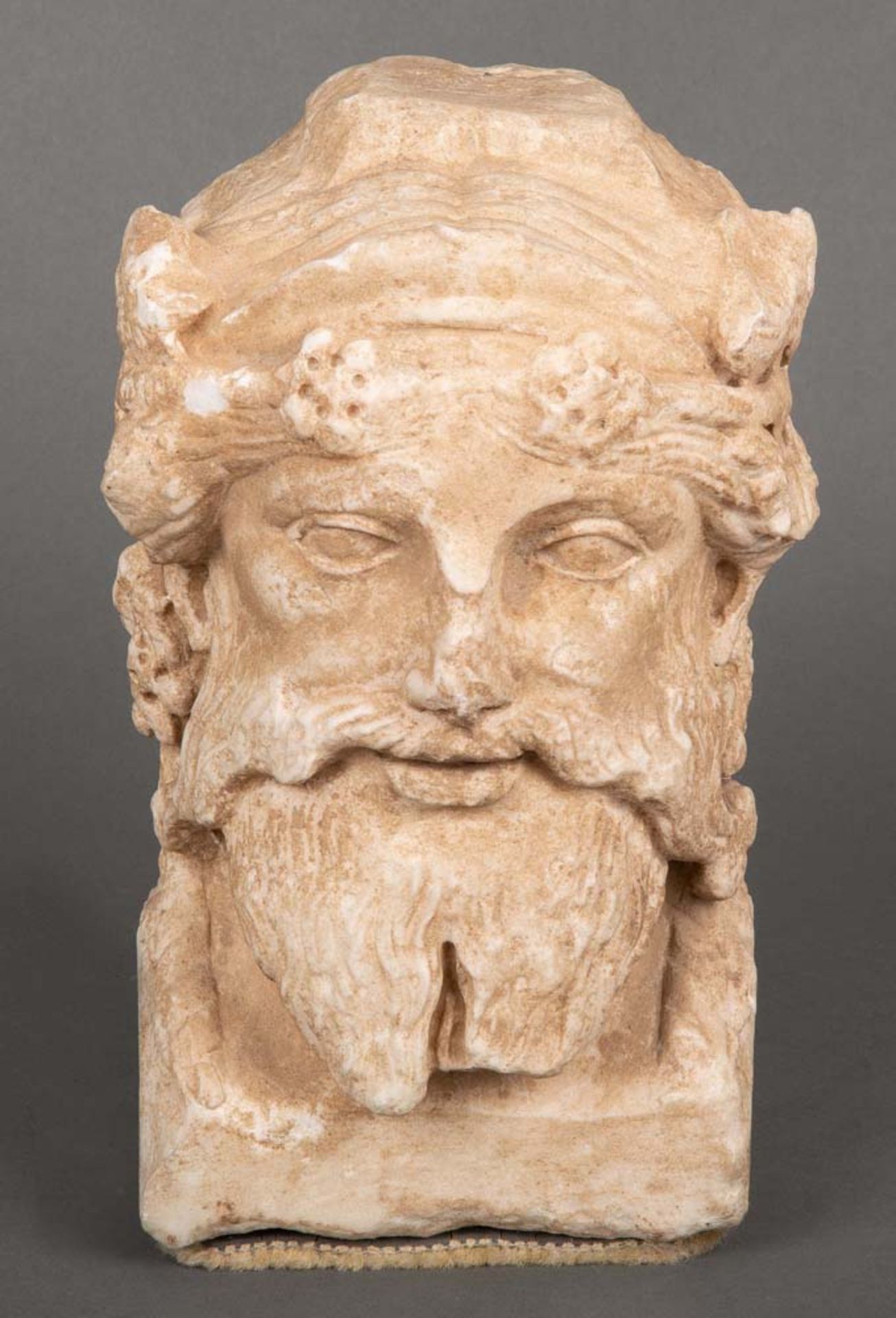 Doppelherme. Bärtiger Dionysos mit jugendlichem Sartyr. Lt. Rechnung Römisch 300 v. Chr. Marmor, - Bild 2 aus 5