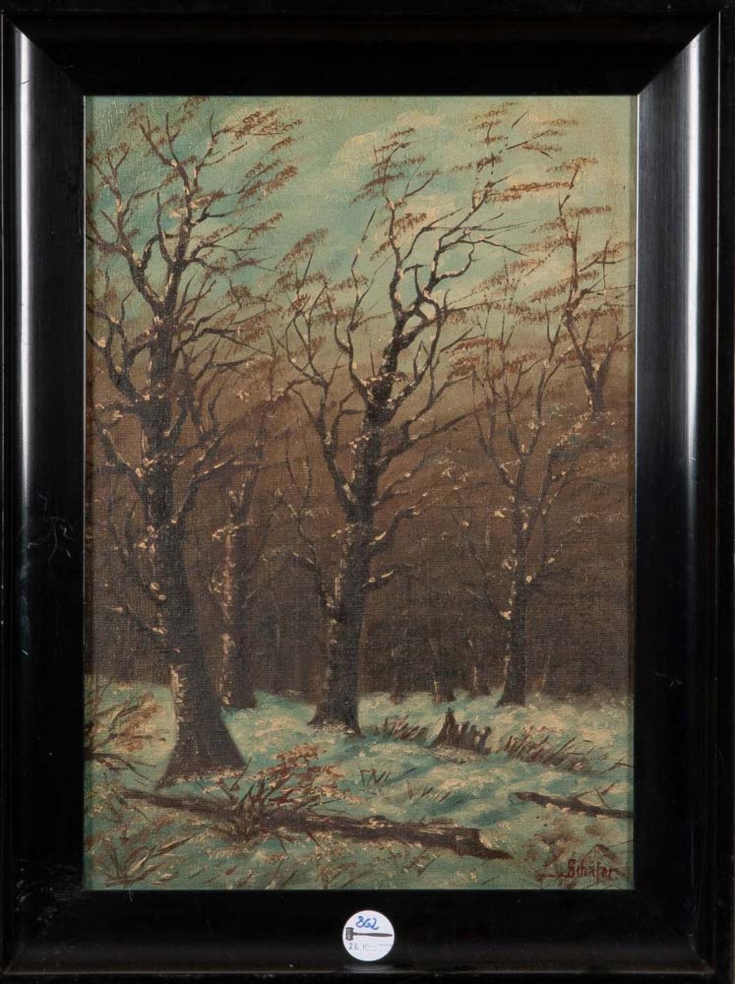 Kurt Schäfer (1906-1945). Bäume im Winter. Öl/Lw., gerahmt, re./u./sign., 50 x 35 cm.