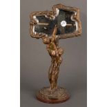 Charles Emile Jonchery 1873-1937. Beweglicher Tischspiegel. Bronze, sign. auf Marmorsockel, H=53 cm.