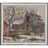 Carl Kayser-Eichberg (1873-1964). Dorfkirche im Winter. Öl/Malkarton, dat. 1918, gerahmt, 40 x 46