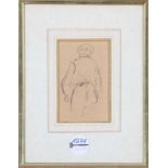 Maler des 20. Jhs. Rückenansicht eines Mannes. Federzeichnung, hi./Gl./gerahmt, H=12 x 7,5 cm.