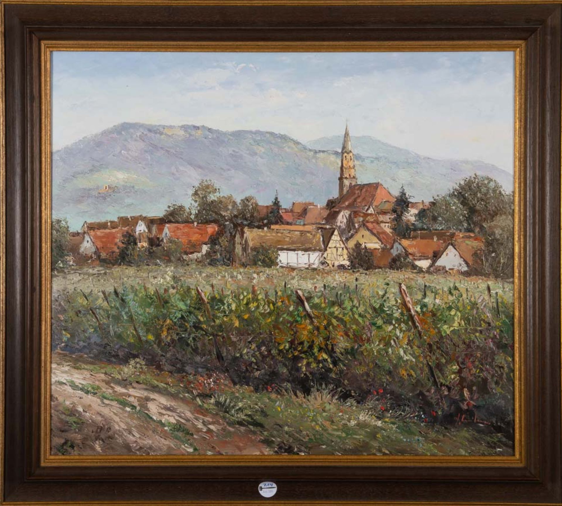 Maler des 20. Jhs. Ansicht von Edenkoben, Pfalz. Öl/Lw., re./u./unleserlich sign., verso bez.,