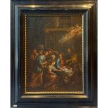 Meister des 17./18. Jhs. Geburt Christi im Stall. Öl/Lw., verso unleserlich sign., gerahmt, 66 x