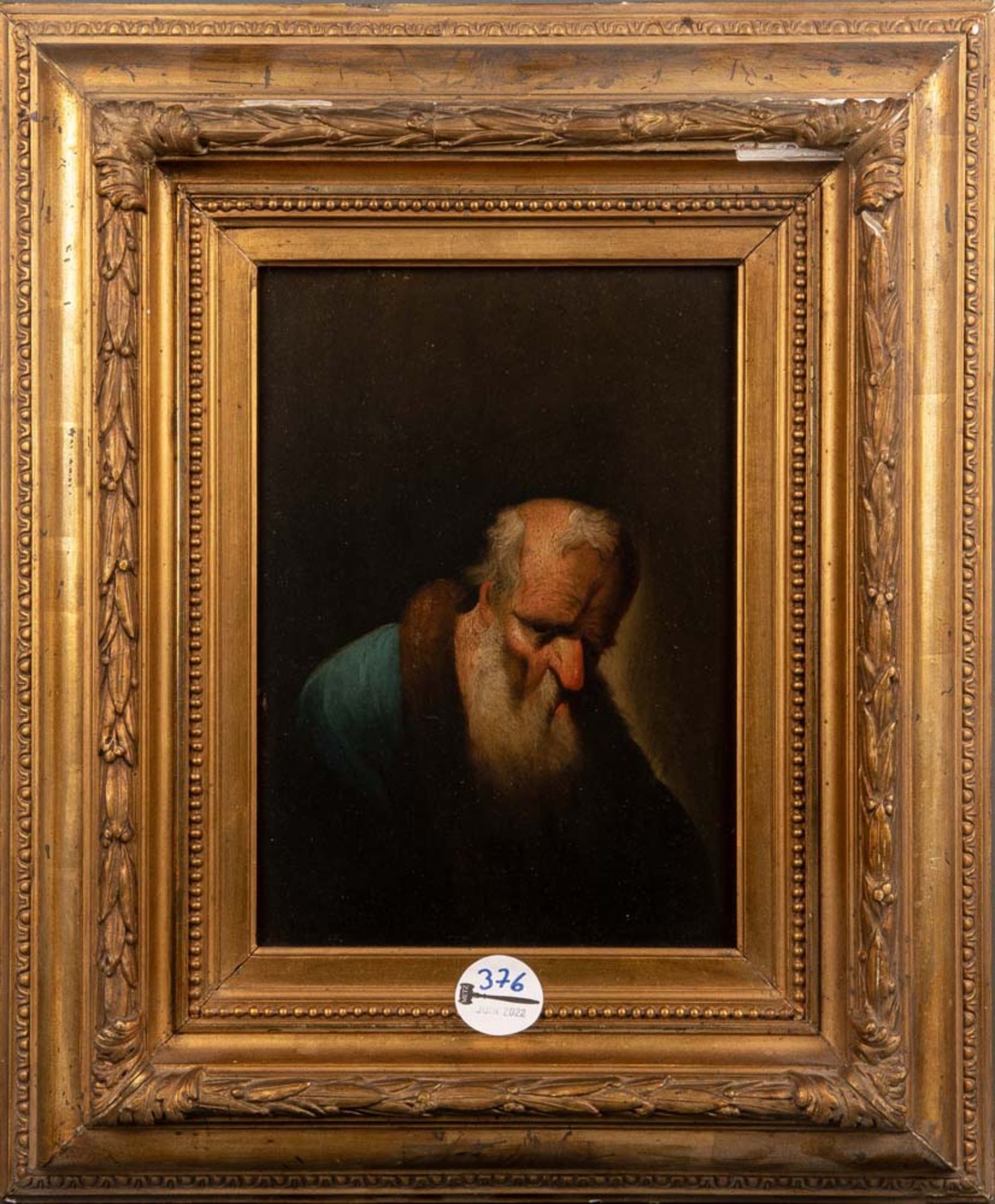 Meister des 18./19. Jhs. Portrait eines Herren mit Bart. Öl/Holz, gerahmt, 25 x 17 cm.