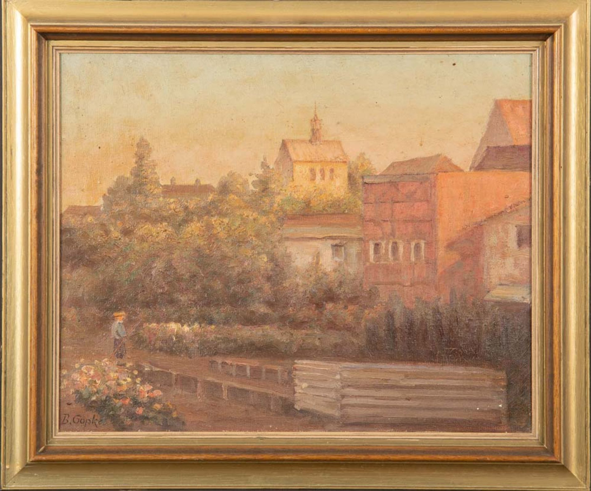 B. Göpke (Maler des 20. Jhs.). Ansicht von Wunstorf. Öl/Lw., li./u./sign.,gerahmt, 40 x 50,5 cm. **