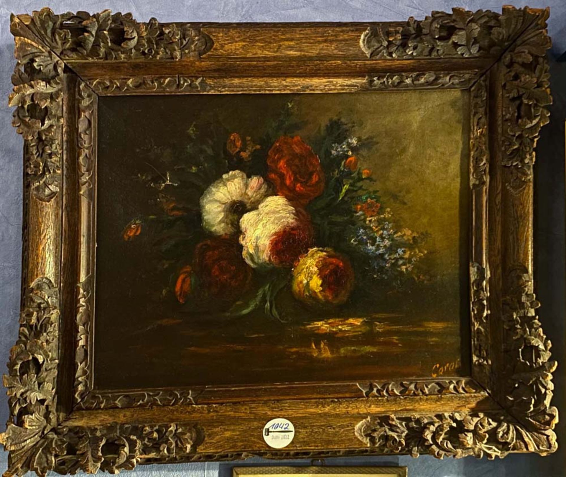 Jules Étienne Carot (Maler des 19. Jhs.). Blumenstillleben. Öl/Lw., re./u./sign., gerahmt, 32 x 40