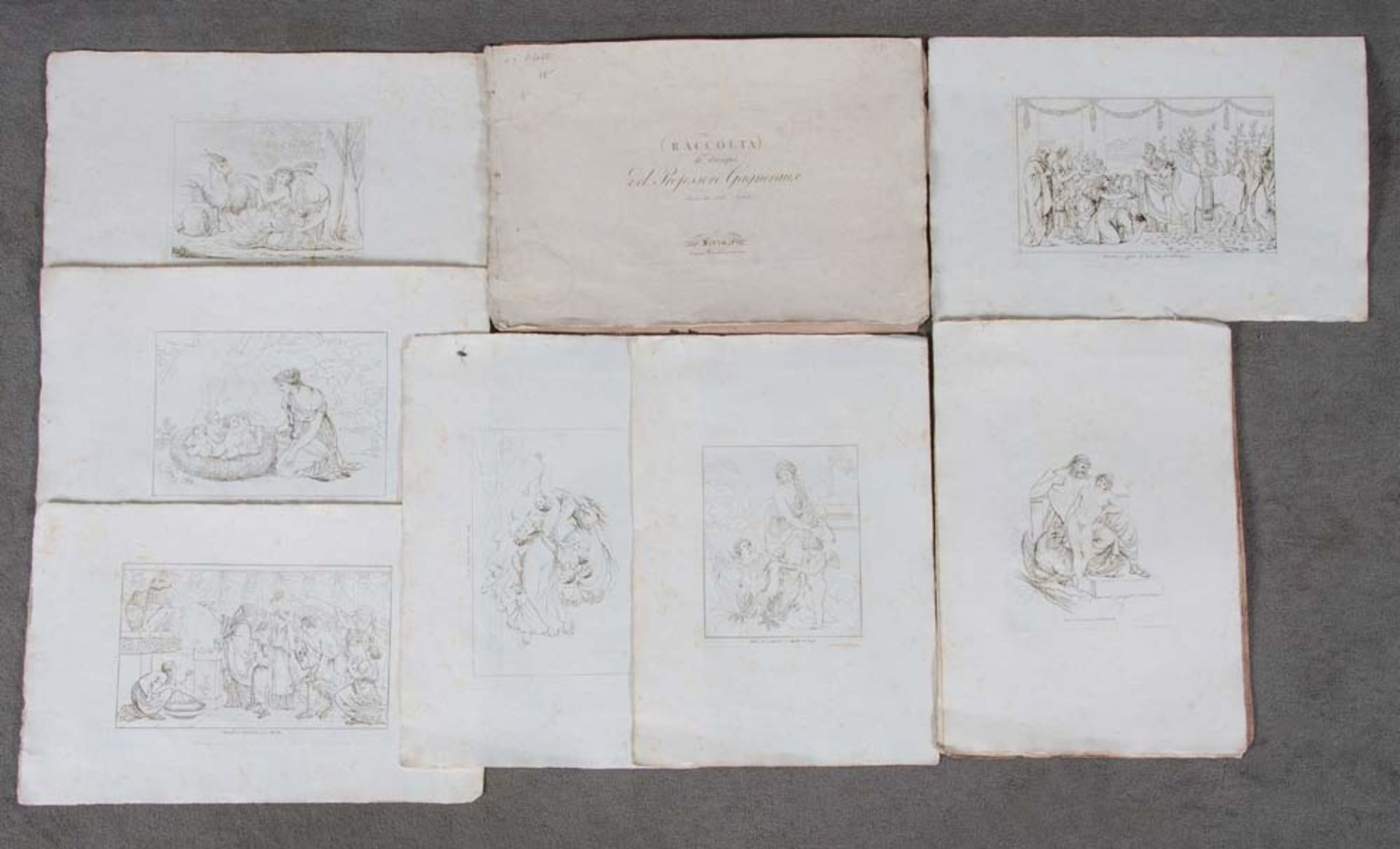 Sammlungsmappe von B. Gagneraux mit verschiedenen Künstlern. Motive aus der Antike. Lithographien.