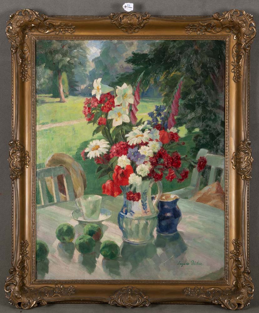 August Böcher (1873-1961). Blumenstillleben. Öl/Lw., re./u./sign., gerahmt, 92 x 72,5 cm. **