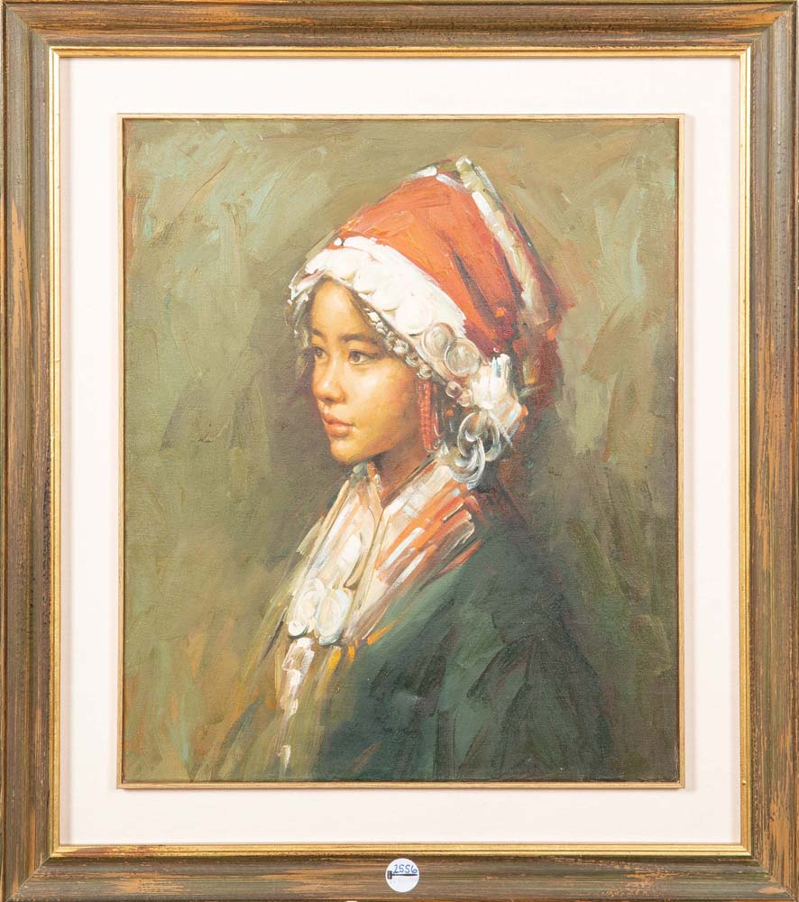Maler des 20. Jhs. Asien. Mädchenporträt. Öl/Lw., gerahmt, 62 x 51 cm. **