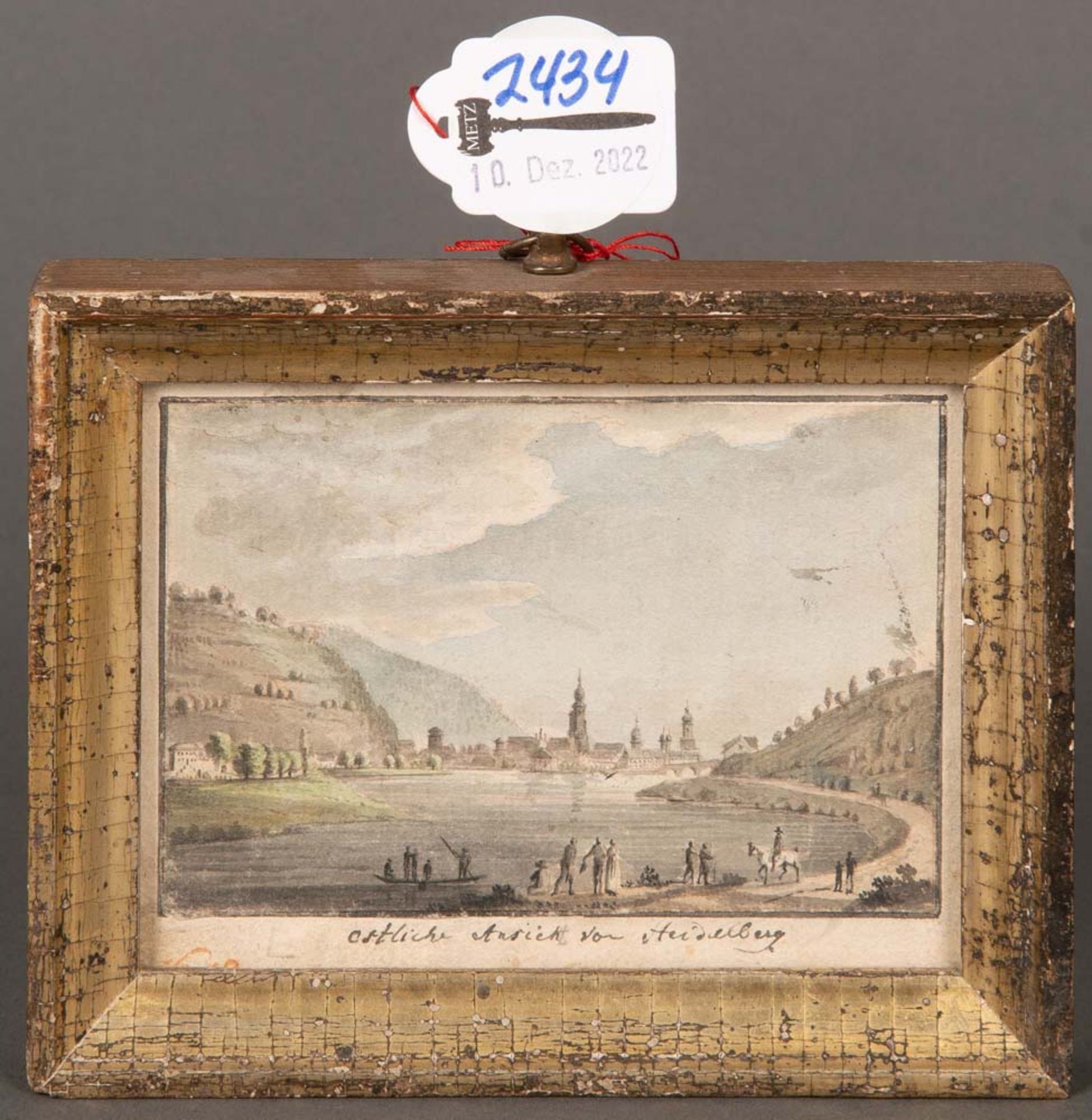 Charles de Graimberg (1774-1864) attrib. „Östliche Ansicht von Heidelberg“. Aquatinta, hi./Gl./