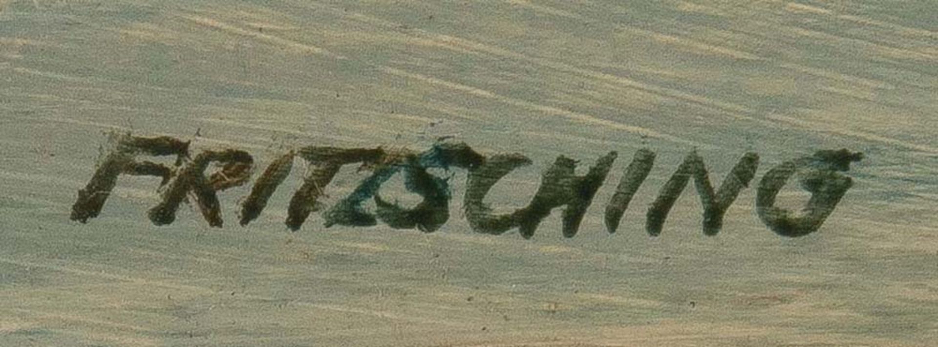 Alfred Fritzsching (geb. 1935). Vieh am Wasser bzw. Heuernte. Öl/Holz bzw. auf Holz aufgezogene Lw., - Image 2 of 2