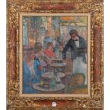 François Gall (1912-1987). Café-Szene. Öl/Lw., re./u./sign., gerahmt. 54 x 46 cm.**