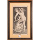 Antonio Allegri Correggio (c. 1489-1534). „Cupido Che Acconcia L'arco“. Kupferstich, in