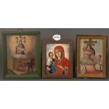 Maler des 19. Jhs. Südeuropa. Drei christliche Darstellungen. Öl/Holz, gerahmt, 17,5 x 12,5 cm bis