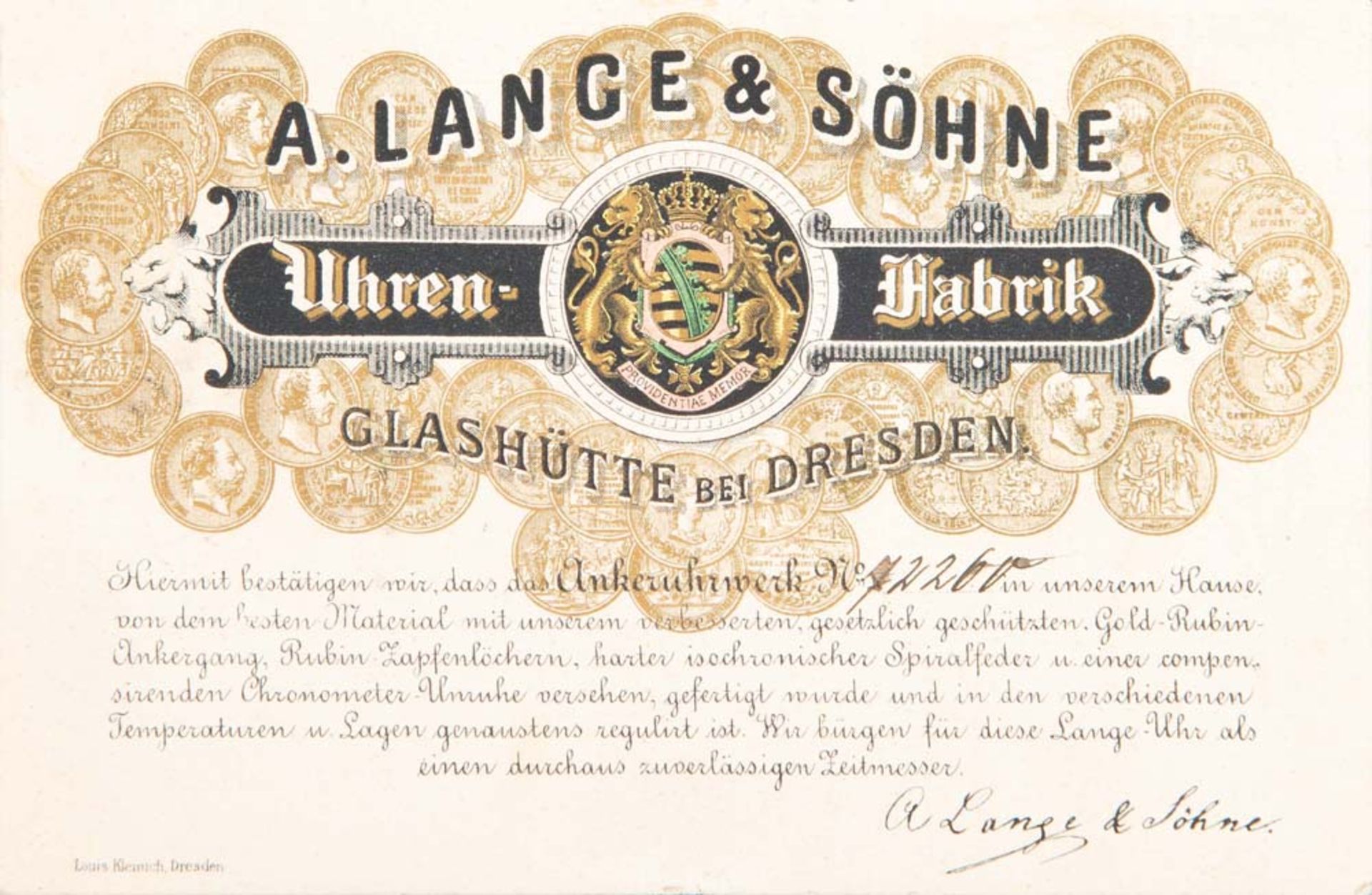 Taschenuhr. Deutsche Uhren-Fabrikation Glashütte, A. Lange & Söhne. Werknummer „72260“, mit - Bild 7 aus 9