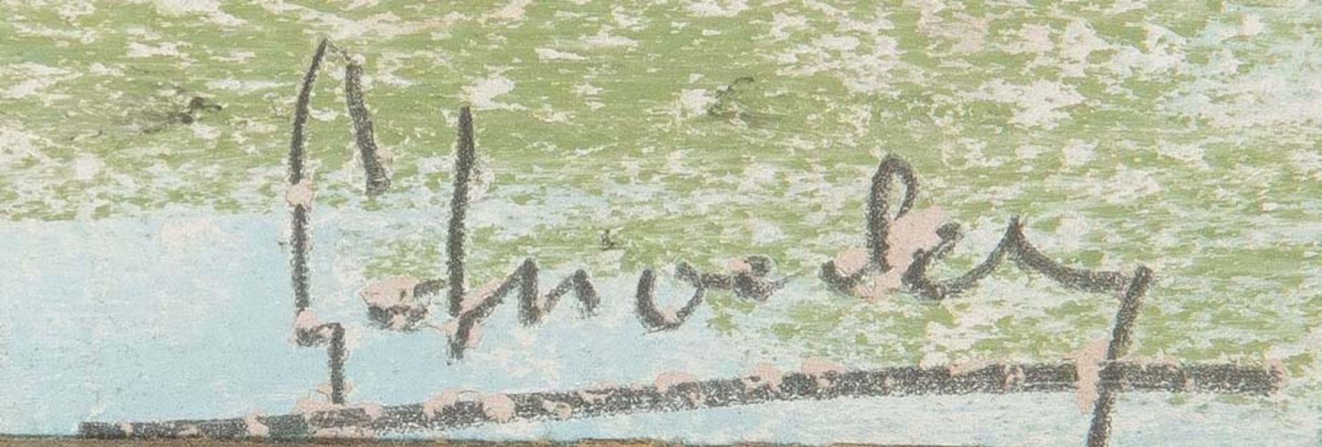 Algernon M. Livesey (1874-1951) attrib. Uferweg mit Bäumen. Mischtechnik, re./u./sign., hi./Gl./ - Image 2 of 2
