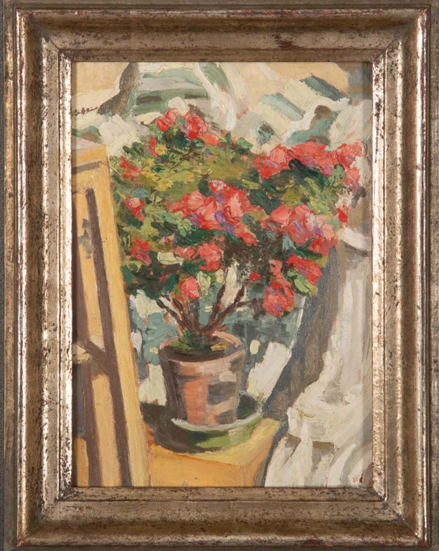 Helene Albiker (1878-1952) attrib. Blumenstillleben in Vase. Öl/Sperrholz, verso bez., gerahmt, 30 x