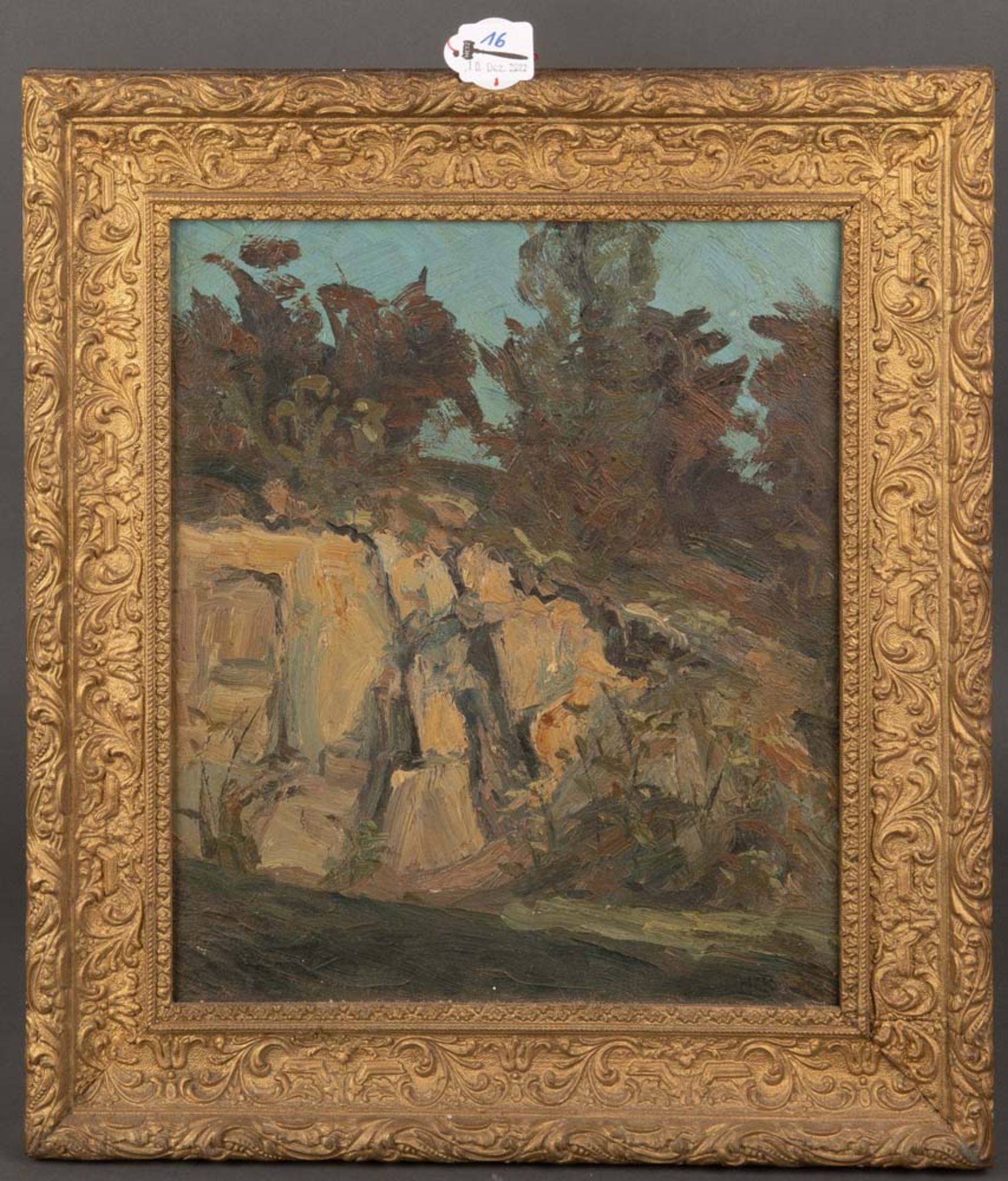 Hans Peters (1885-1978). Felsenmeer mit Baumbestand, Öl/Lw., re./u./monogr., gerahmt, 36 x 30 cm.