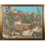 H. Lorenz (Maler des 19./20. Jhs.). Winterlandschaft mit Blick auf Bergdorf. Öl/Malkarton, re./u./