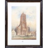 Friedrich Eibner (1825-1877). Das Ulmer Münster. Aquarell/Papier, verso beschriftet auf Original-