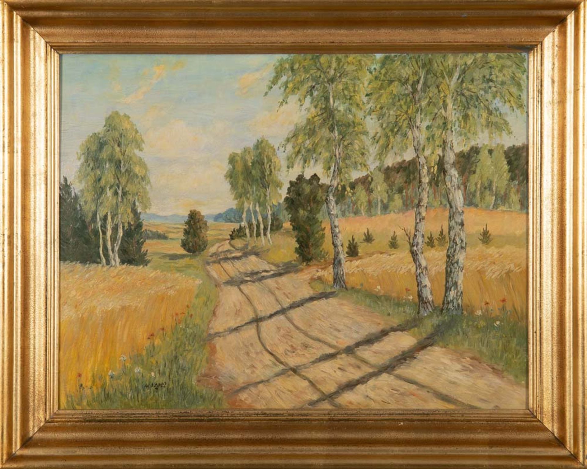 Werner Vogel (1889-1957). Landschaft mit Weg und Bäumen. Öl/Malkarton, li./u./sign., gerahmt, 50 x