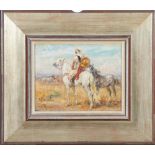 Henri Rousseau (1844-1910). Arabischer Reiter mit Pferden, Öl/Holz, li./u./sign., gerahmt, H=13