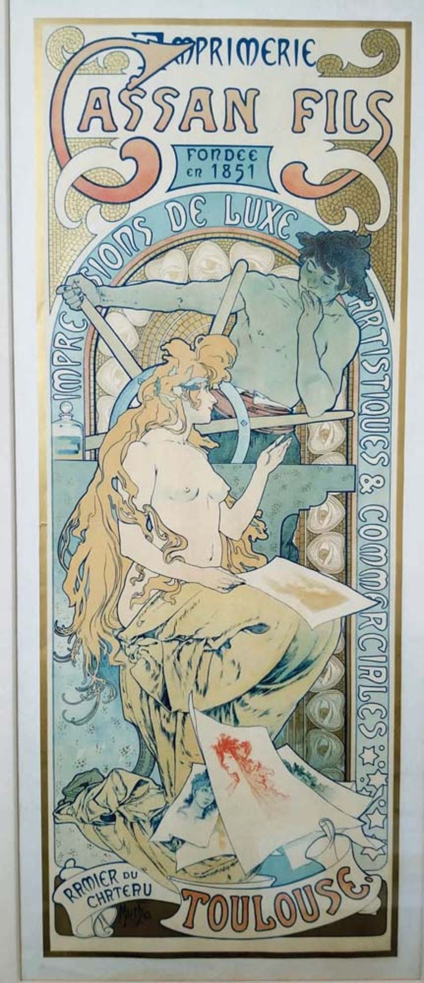 Alfons Mucha (1860-1939). „Cassan Fils". Druckgraphik, dat. 1896, 19 x 46 cm. **