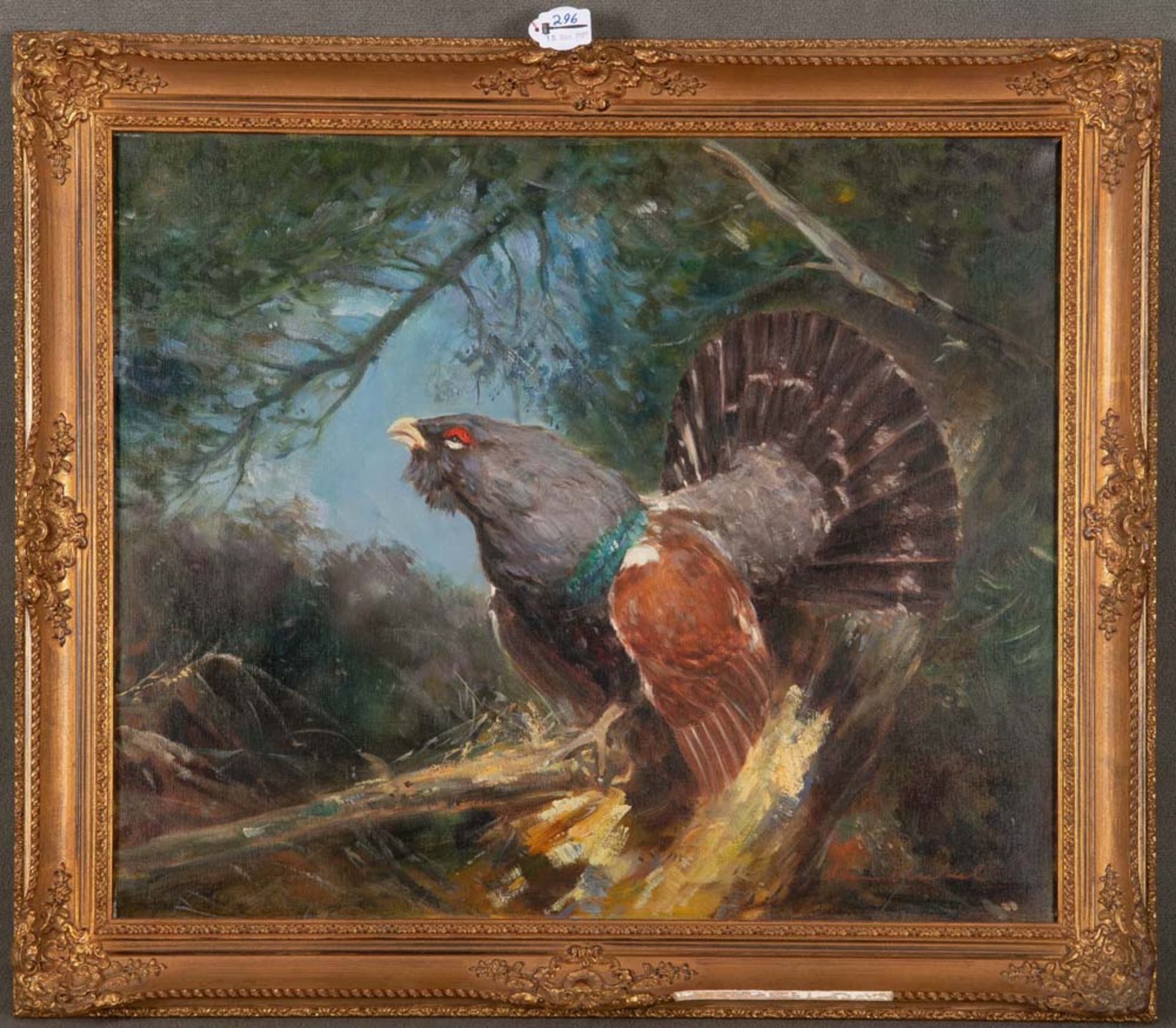 Hans Nützel (Maler des 20. Jhs.). Auerhahn im Wald. Öl/Lw., re./u./sign., gerahmt, 50 x 60 cm. **