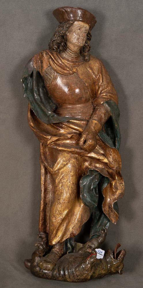 Hl. Georg. Niederösterreich wohl 1510/20. Massivholz, geschnitzt und auf Kreidegrund farbig gefasst,