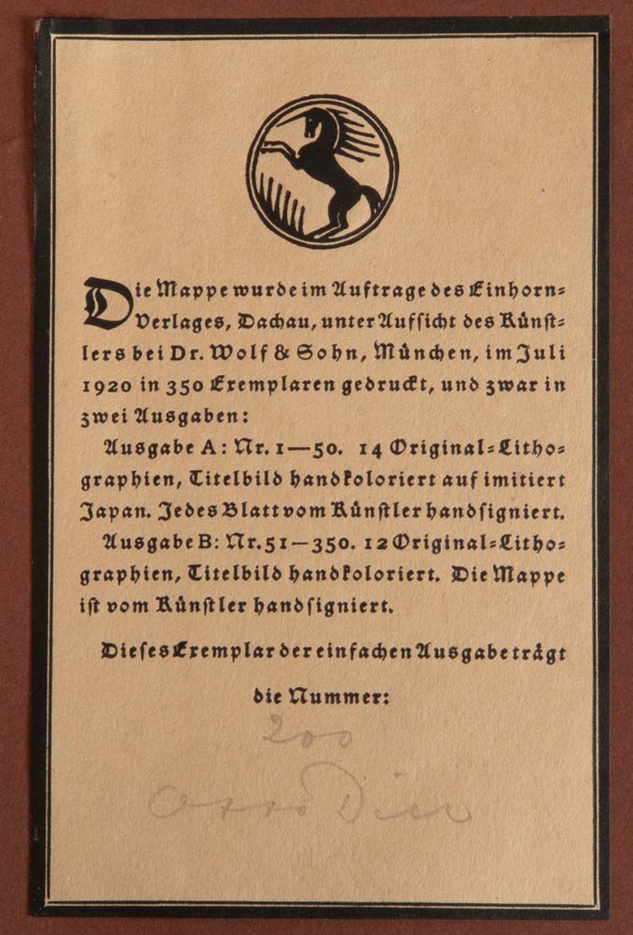 Otto Dill (1884-1957). Raubtierfantasien. Zehn Lithografien in Mappe, re. / li. bzw. u. sign., 28, - Bild 5 aus 5