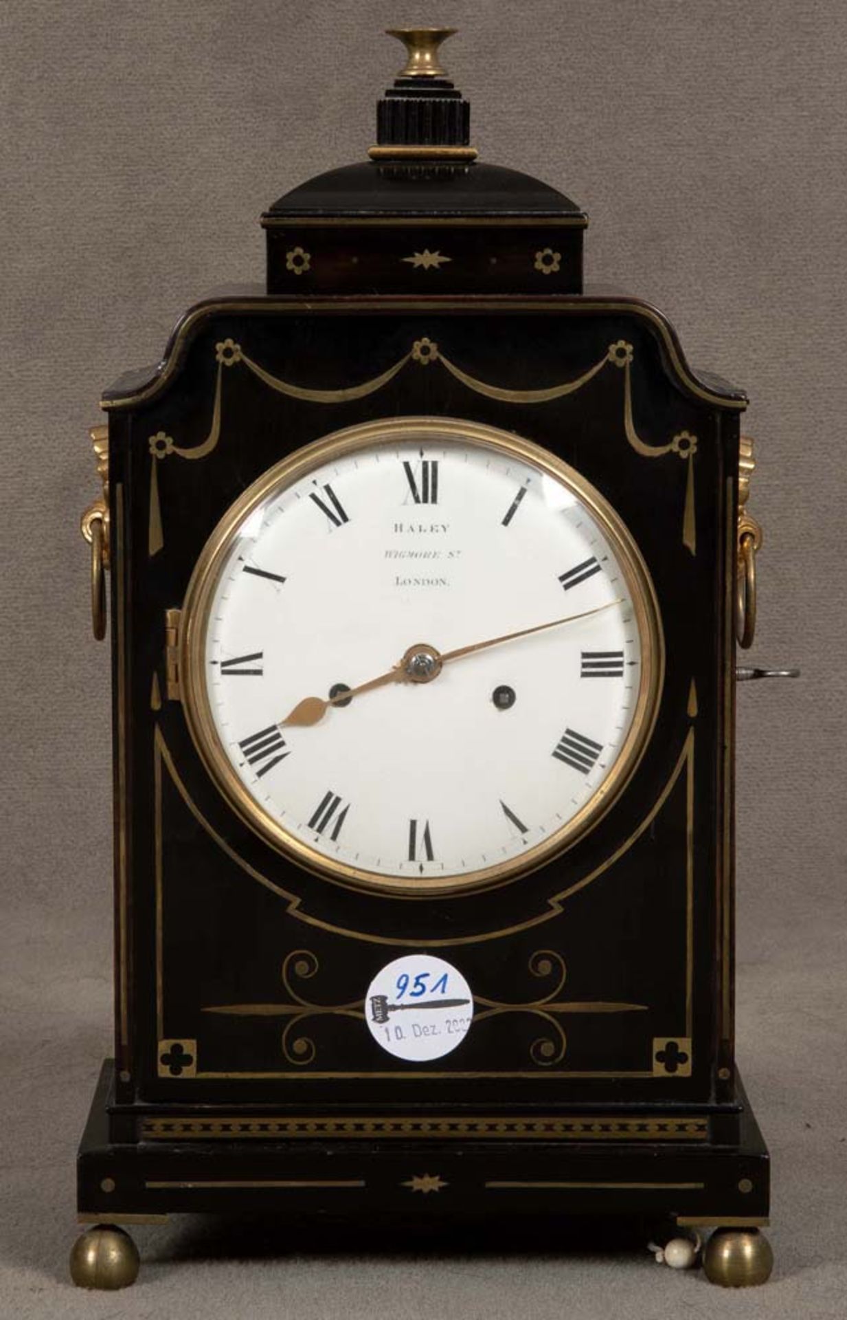 Bracket Clock. London, Wigmore Street, Charles Haley (1762-1823). Ebonisiertes Gehäuse mit