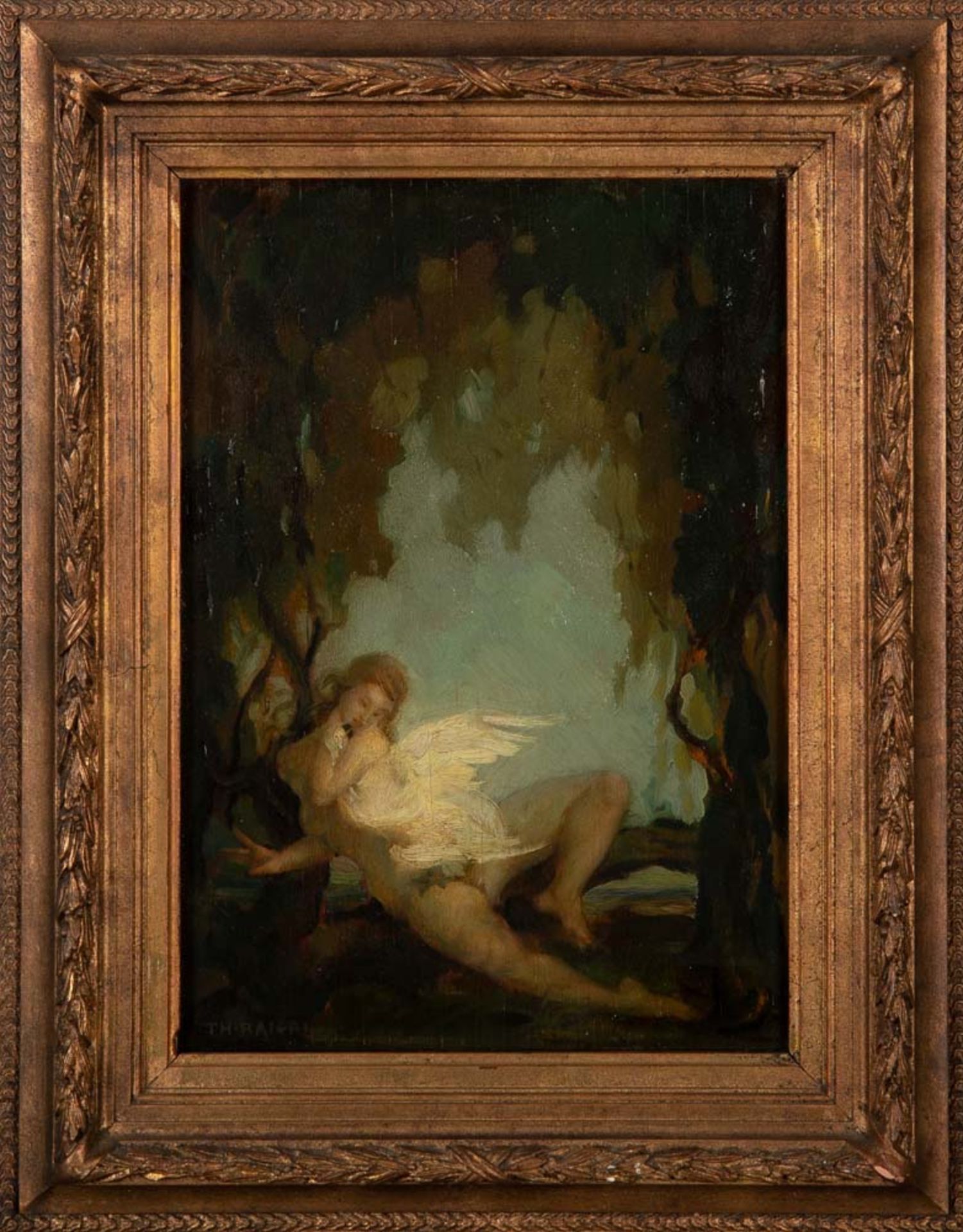 Theodor Baierl (1881-1932). Leda mit dem Schwan. Öl/Malkarton, li./u./sign., gerahmt, 43 x 30