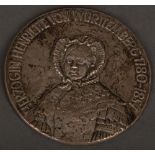 Große runde Gussmedaille mit dem Reliefporträt Henriettes von Nassau-Weilburg, Herzogin von