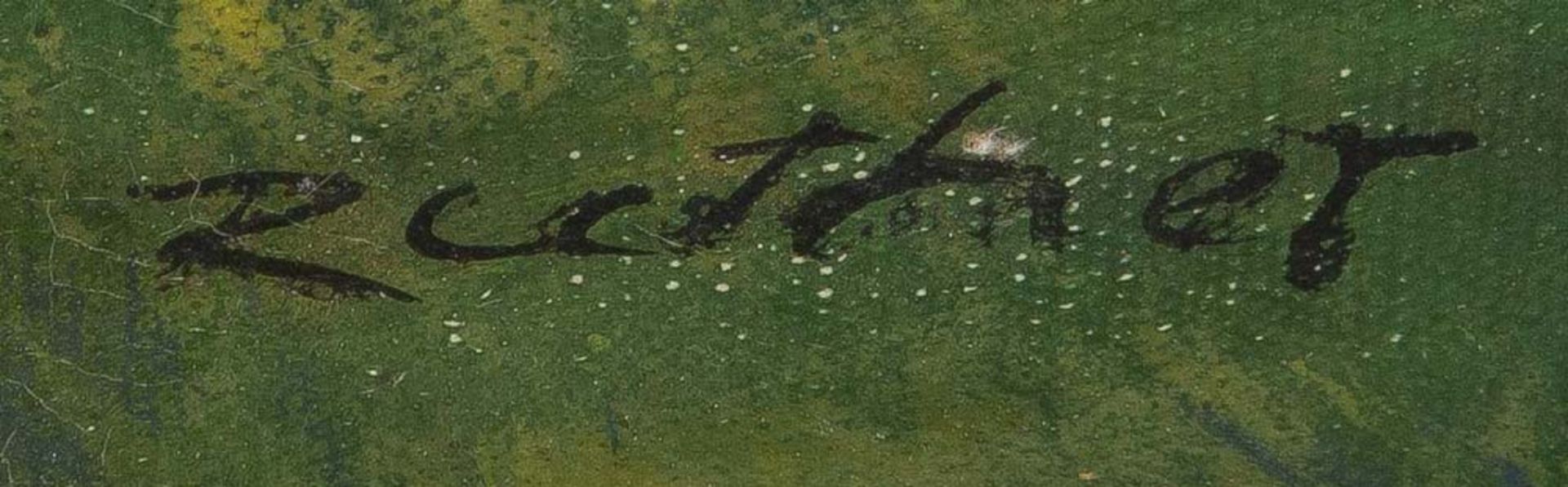 Ruther (Maler des 20. Jhs.). Waldlichtung. Öl/Lw., re./u./sign., verso bez., gerahmt, 51 x 61 - Bild 2 aus 2