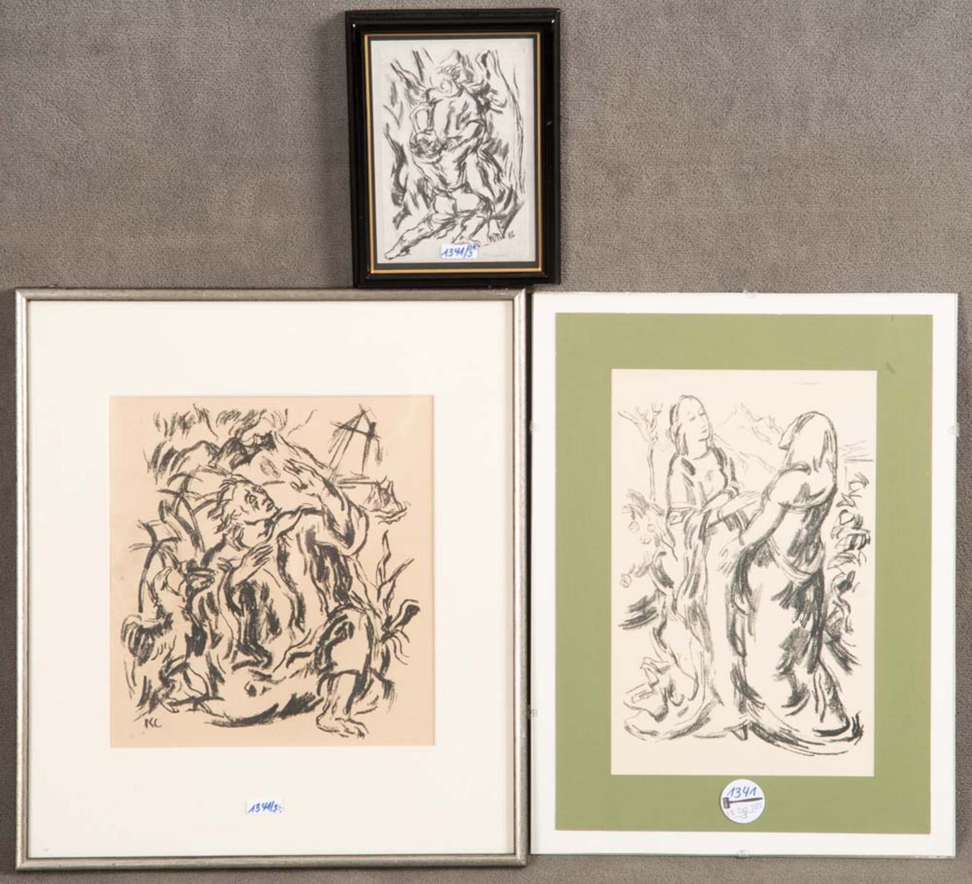 Carl Casper (1879-1956). Drei Figurendarstellungen. Lithographien, davon zwei re. bzw. li./