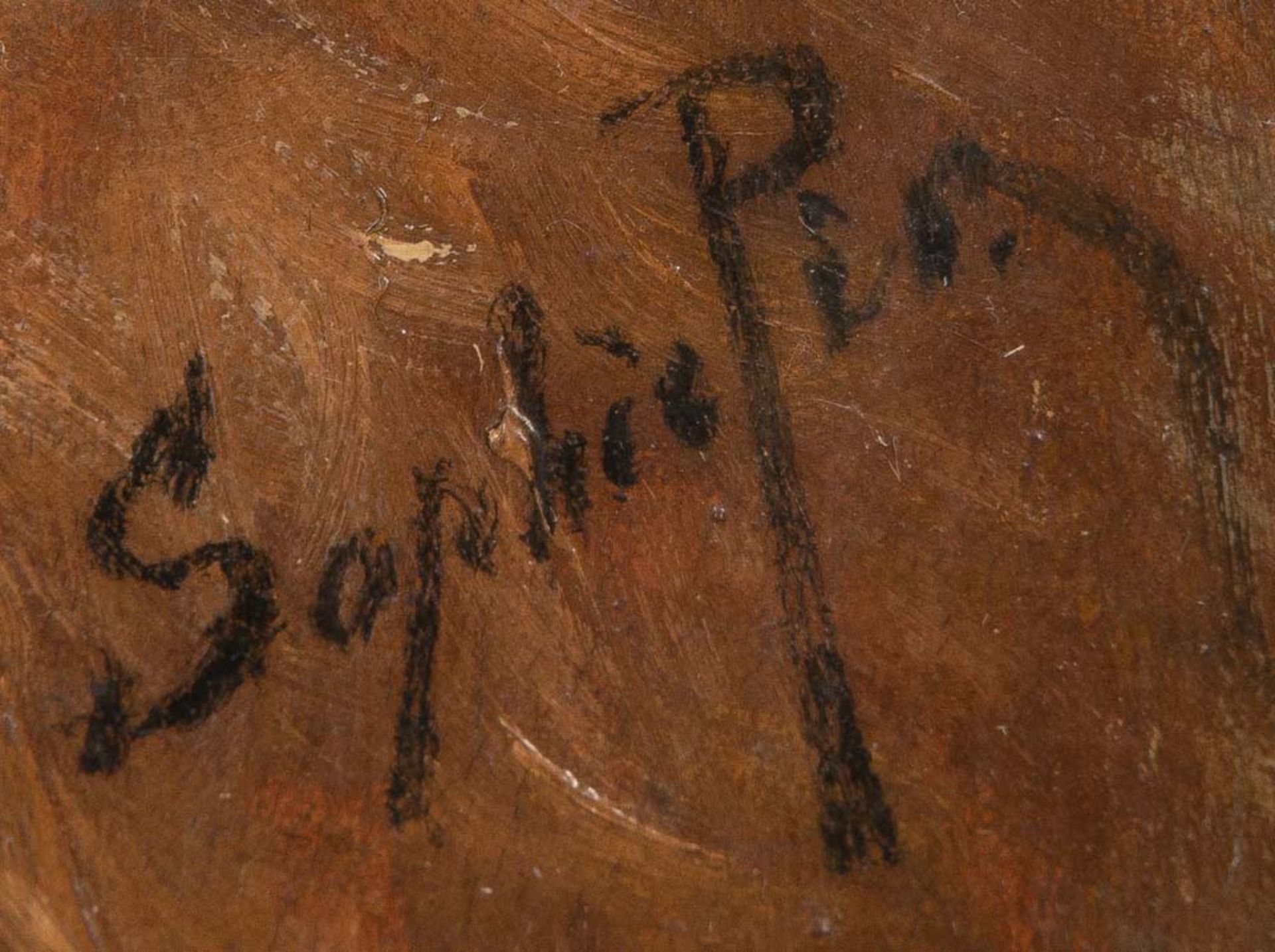 Sophie Pir (1858-1936). Hundeporträt; dazu Katzenporträt. sign. „Cica“, Öl/Malkarton bzw. Holz, - Bild 2 aus 3