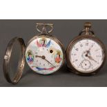 Zwei Taschenuhren. Silbergehäuse. Eine davon mit Spindelwerk, verso bez. „Breguet Paris 1801“. (
