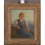 Hans Stadelmann (1876-1950) attrib. Mädchenporträt. Öl/Malkarton, gerahmt, 29 x 23 cm. **