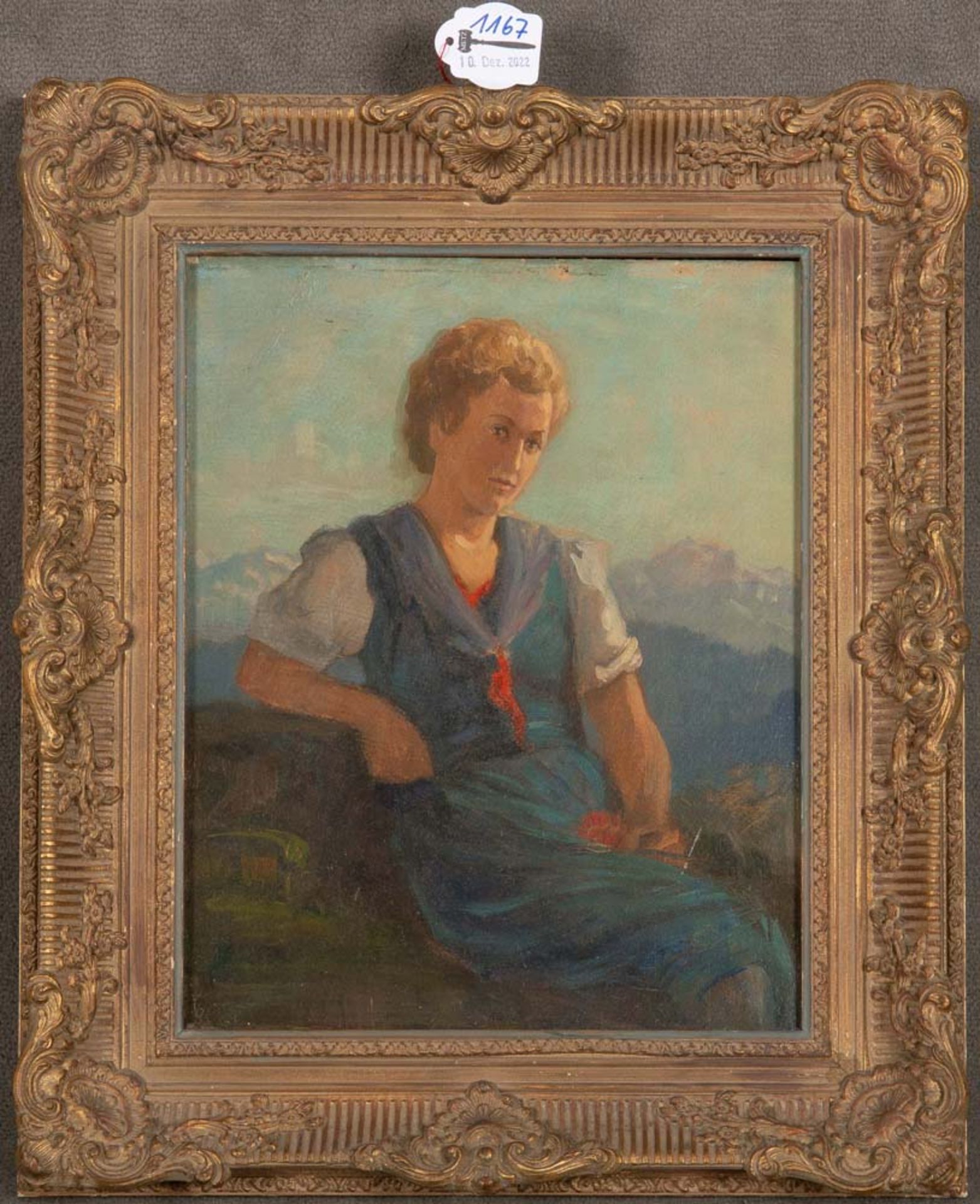 Hans Stadelmann (1876-1950) attrib. Mädchenporträt. Öl/Malkarton, gerahmt, 29 x 23 cm. **