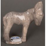 Esel. Grobenthal 20. Jh. Keramik, grau glasiert, am Boden gemarkt. Entwurf Julius Dressler, H=13 cm.