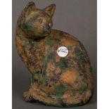 Sitzende Katze. Wohl Deutsch 20. Jh. Keramik, bemalt. H=31 cm.