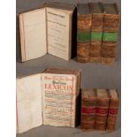 Konvolut Lexika, darunter vier Bände Brockhaus von 1832 bis 1834 und Hübner Zeitungslexikon von