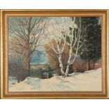 Maler des 20. Jhs. Winterlandschaft, Öl/Lw., gerahmt, 61 x 76 cm. **