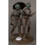 Franta Anýž (1876-1934). Zwei Frauen mit Schirm. Bronze, sign., H=22 cm.