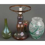 Zwei Vasen und ein Lampenfuß. Klostermühle Loetz / WMF Ikora-Glas 20. Jh. Farbloses Glas, farbig