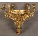 Sechsflammige Deckenlampe. Deutsch 19. Jh. Metall, vergoldetes Bronzegestell, H=34 cm, D=44 cm. **