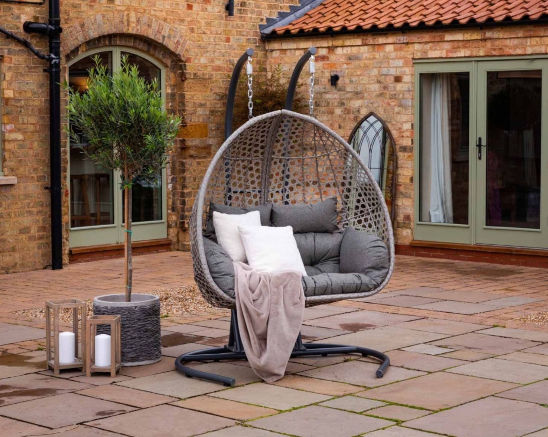 Brand New Double Hanging Egg Chair in Grey. RRP £899