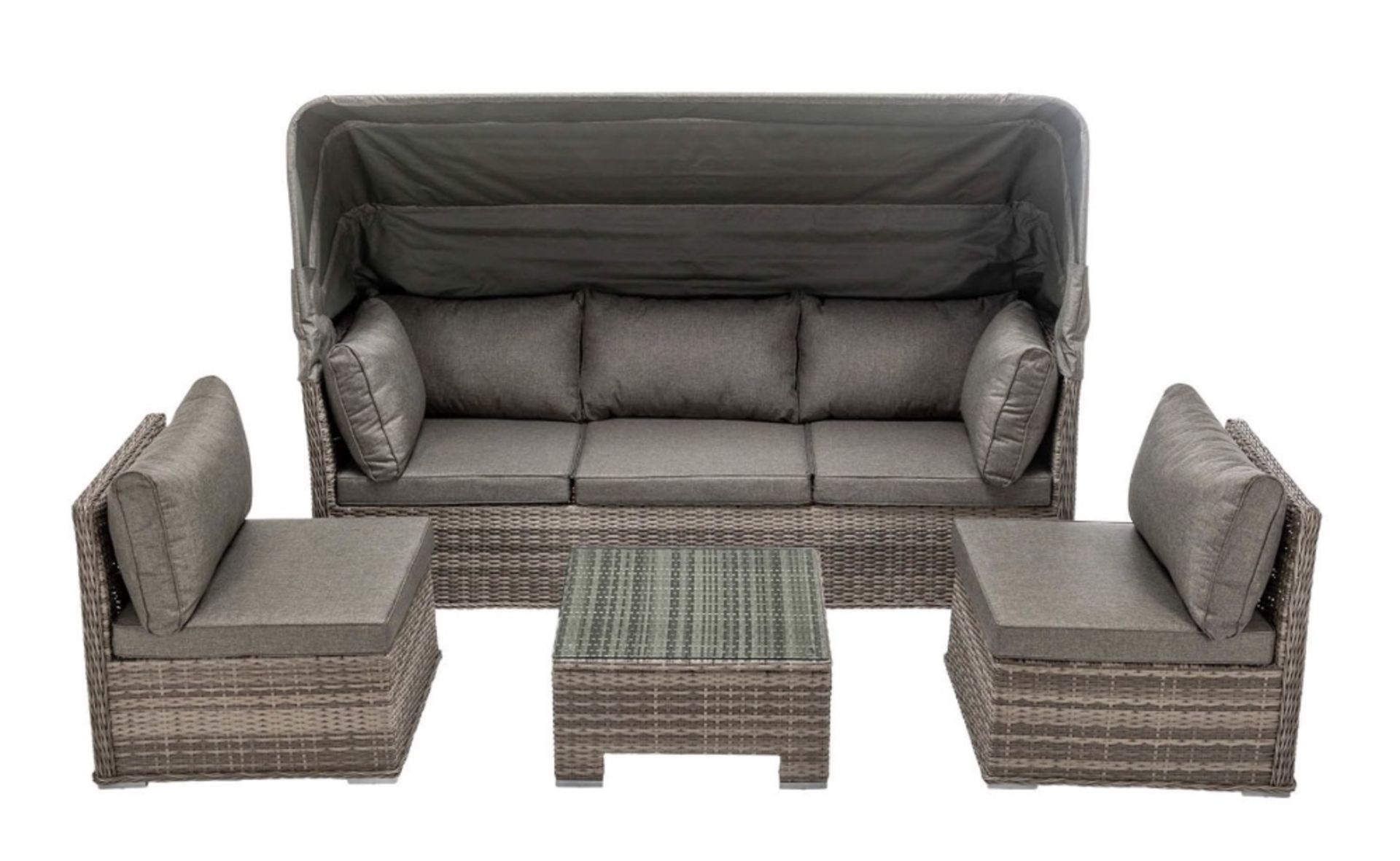 Brand New Rattan Garden Day Bed, Corner Sofa, Sofa and Sun Lounger in Grey RRP £2,999